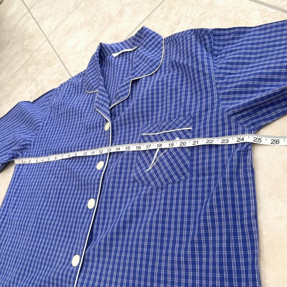 VTG Victoria's Secret Pajama Set Blue Plaid Sz L Long Sleeve Y2K 1999 Monogram